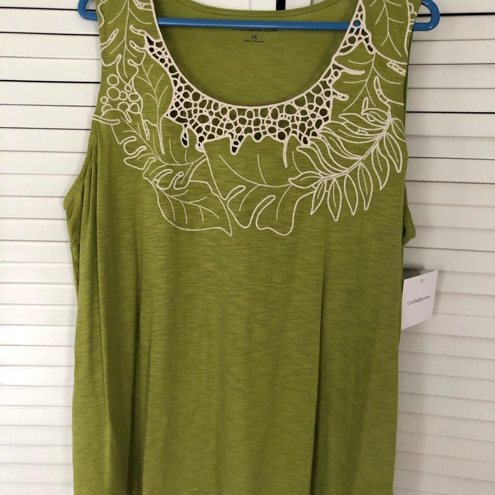 Croft & Barrow Green Tank Top with White Detailing. Brand new.